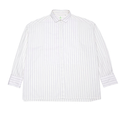 Finamore Women's Divina Shirt in White/Blue Pin Stripe