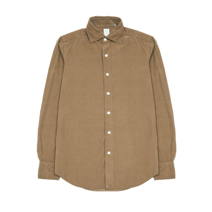 Finamore Tok91 Luigi Cotton Needlecord Shirt in Tobacco