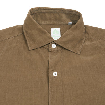 Finamore Tok91 Luigi Cotton Needlecord Shirt in Tobacco 2