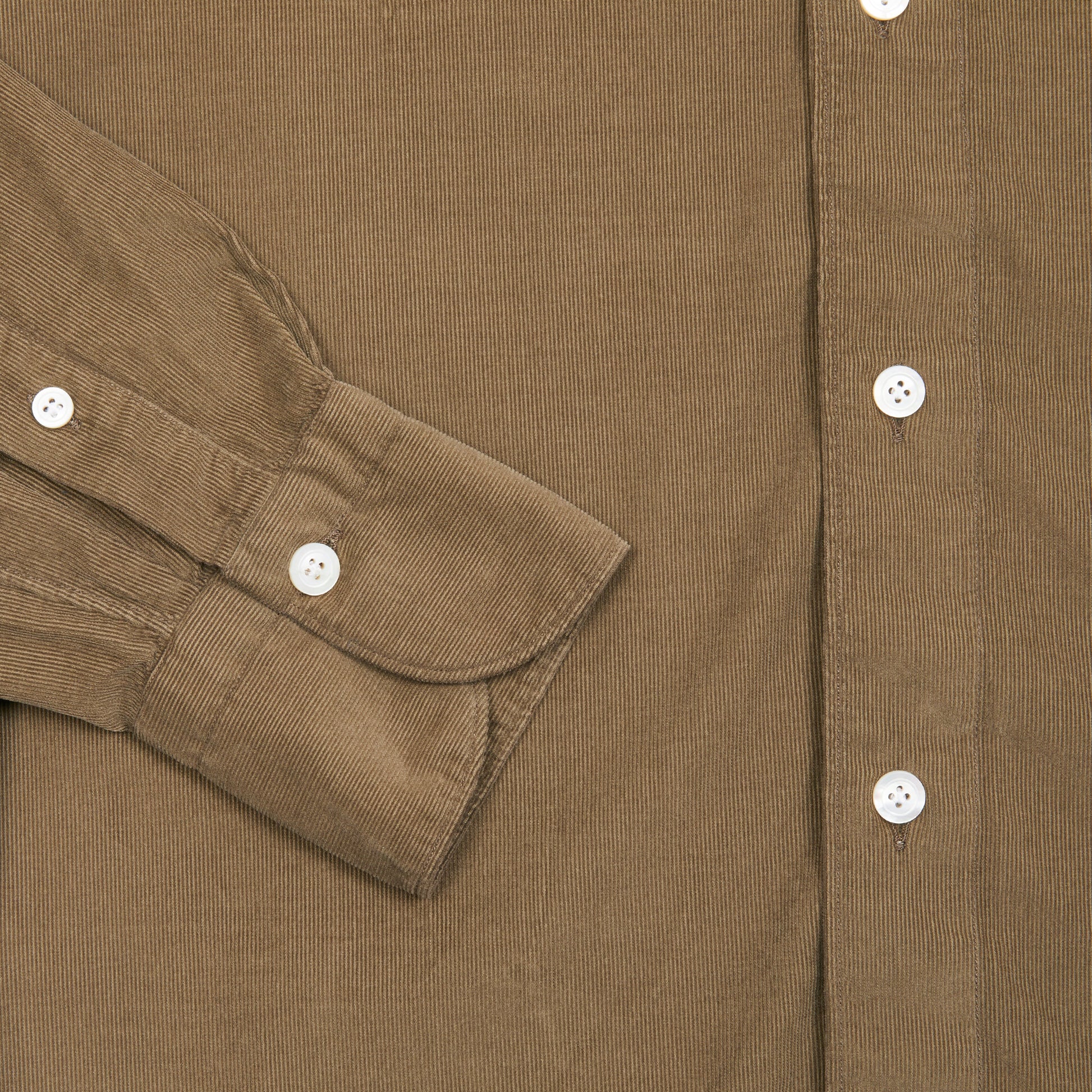 Finamore Tok91 Luigi Cotton Needlecord Shirt in Tobacco 3