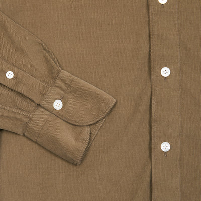 Finamore Tok91 Luigi Cotton Needlecord Shirt in Tobacco 3