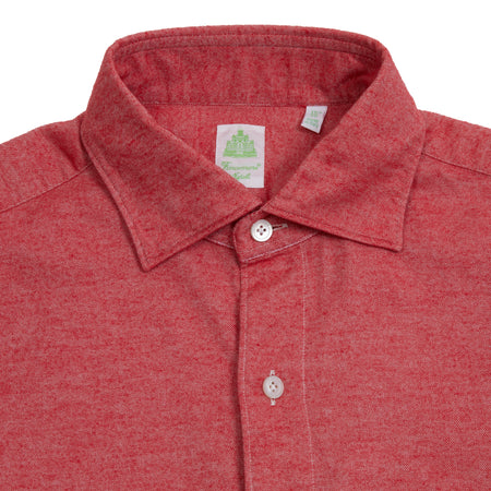Finamore Tokyo Brushed Cotton Shirt in Red