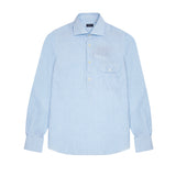 Finamore Porto Popover Shirt in Light Blue Stripe 1