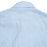 Finamore Porto Popover Shirt in Light Blue Stripe 4