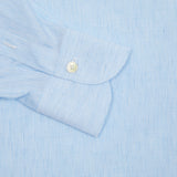 Finamore Porto Popover Shirt in Light Blue Stripe 2