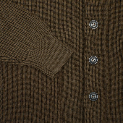 GRP Merino Wool Shawl Collar Cardigan in Green
