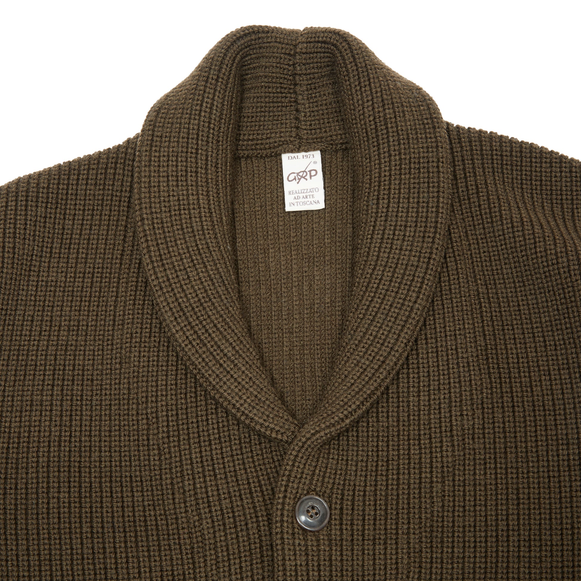 GRP Merino Wool Shawl Collar Cardigan in Green