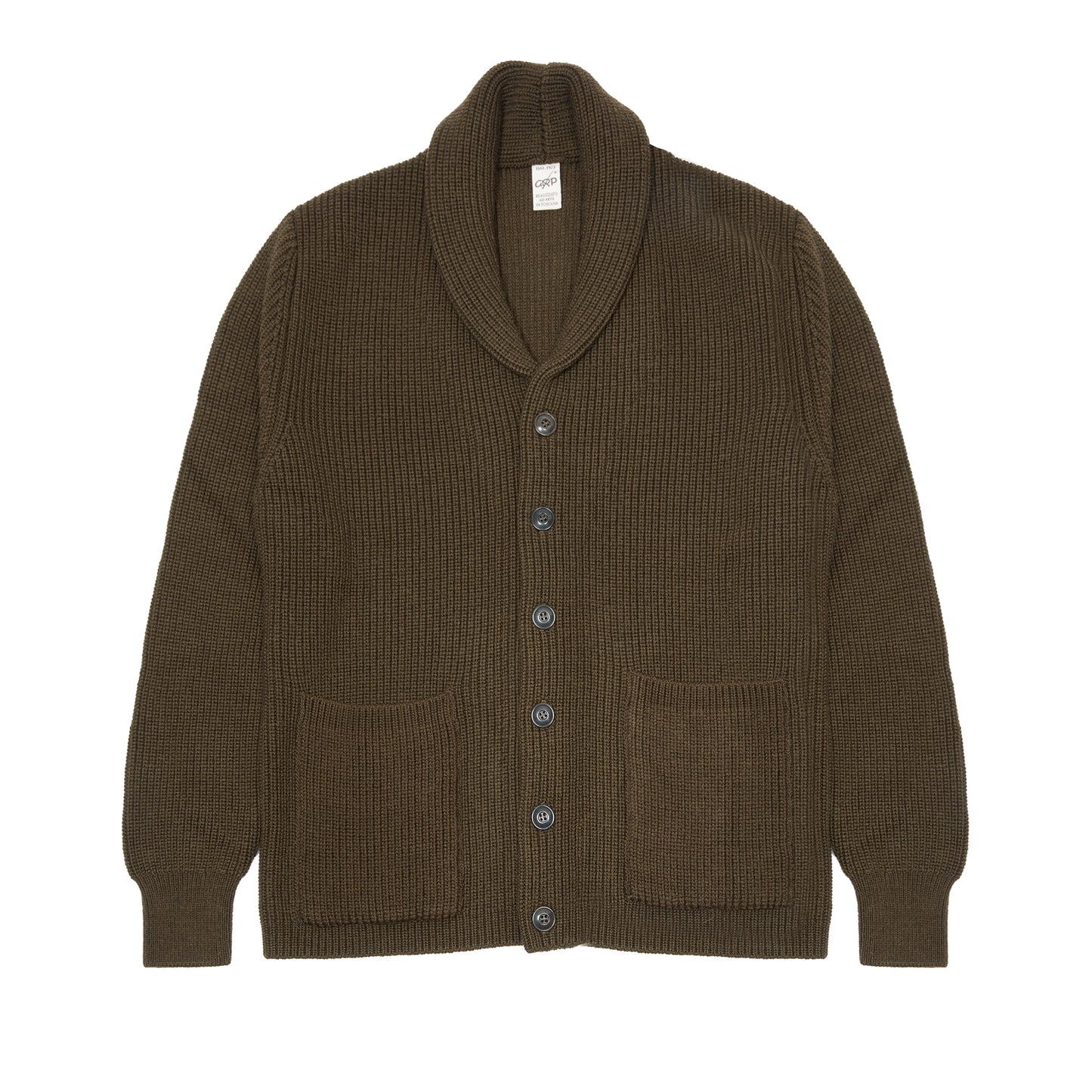 GRP Merino Wool Shawl Collar Cardigan in Green