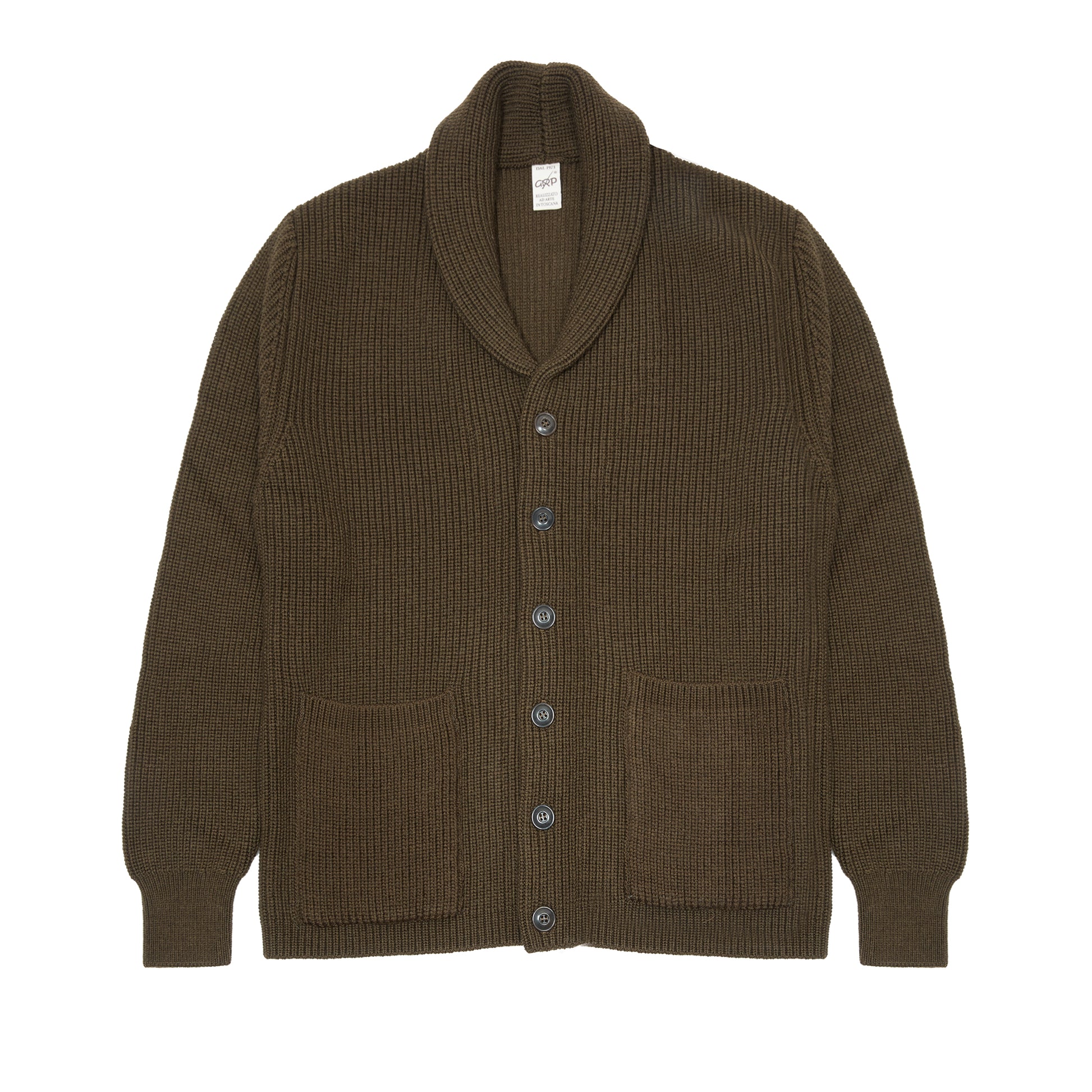 GRP Merino Wool Shawl Collar Cardigan in Green