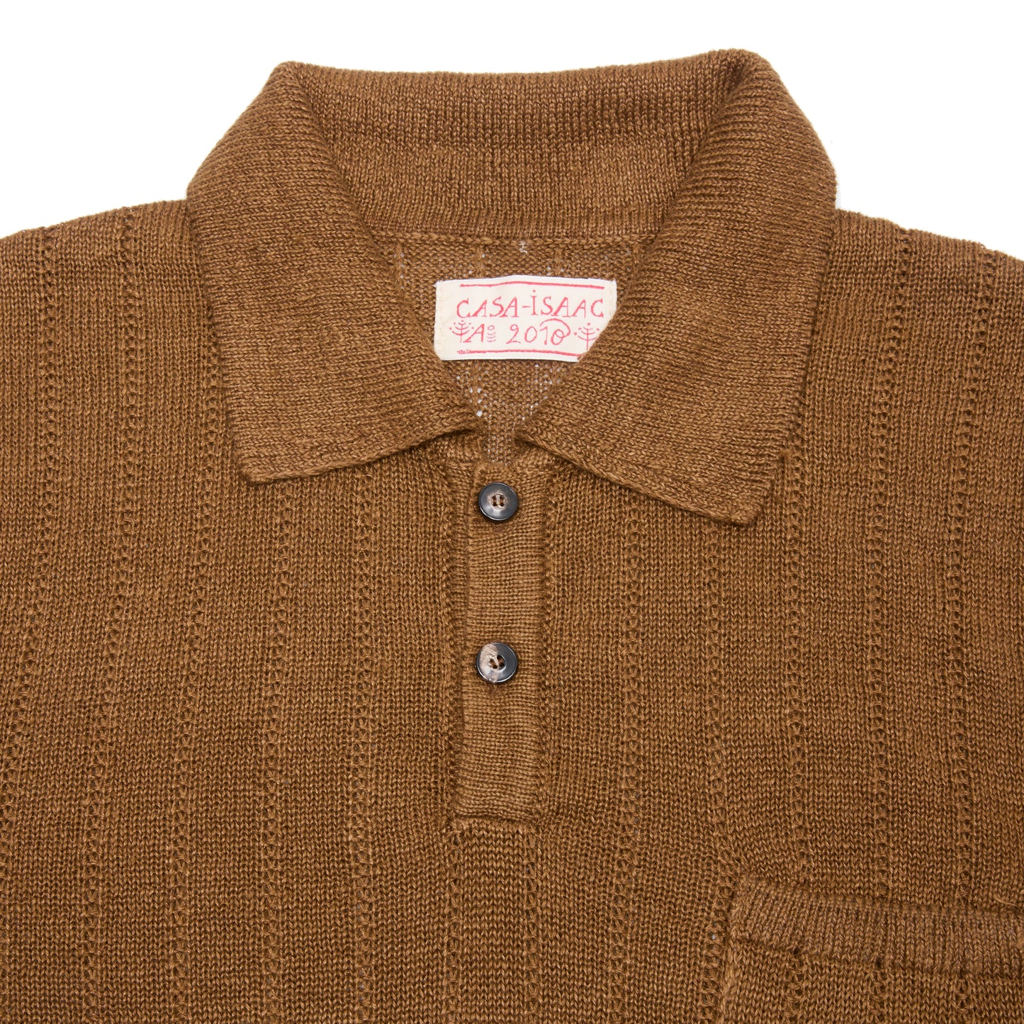 GRP Casa Isaac Linen Polo Shirt in Tobacco
