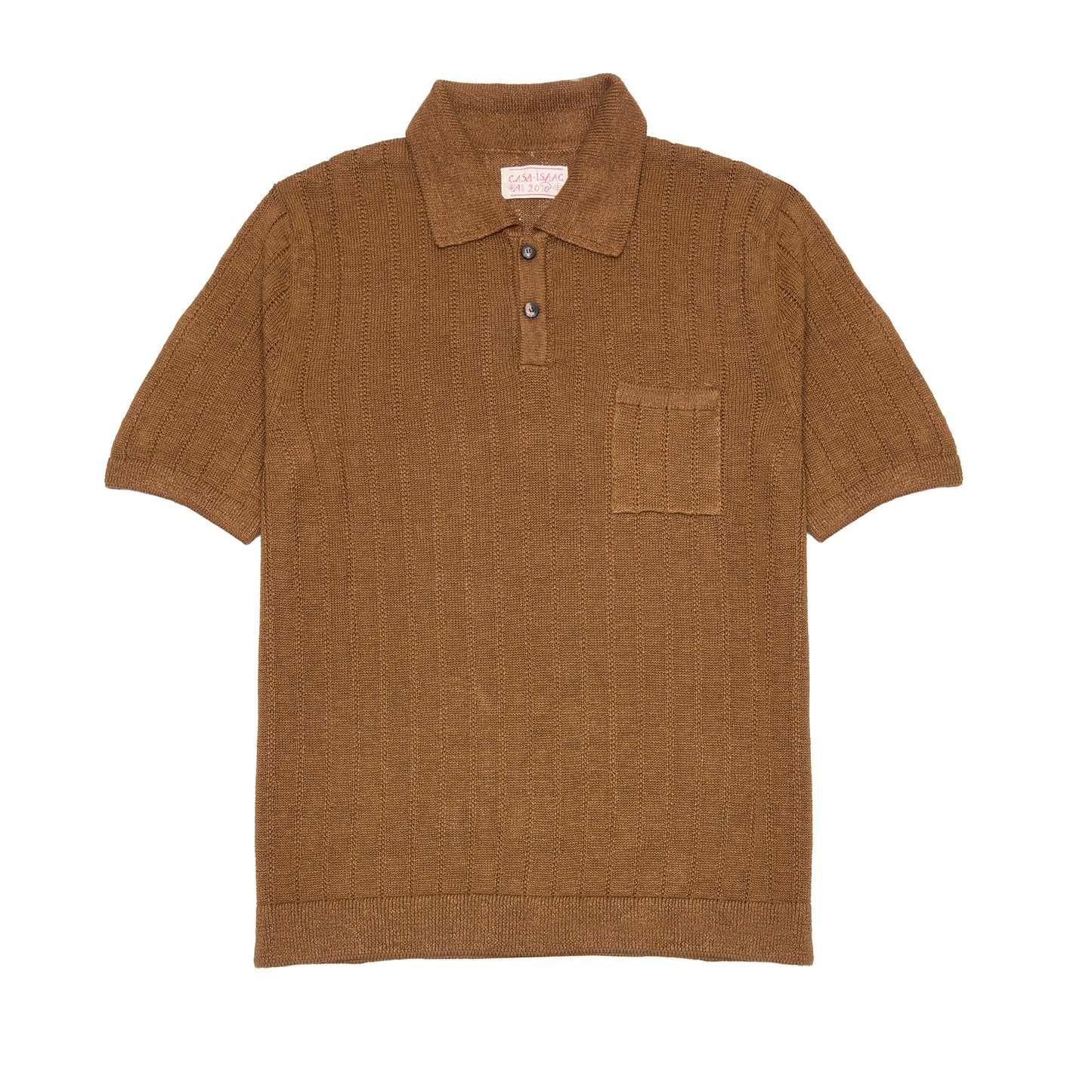 GRP Casa Isaac Linen Polo Shirt in Tobacco