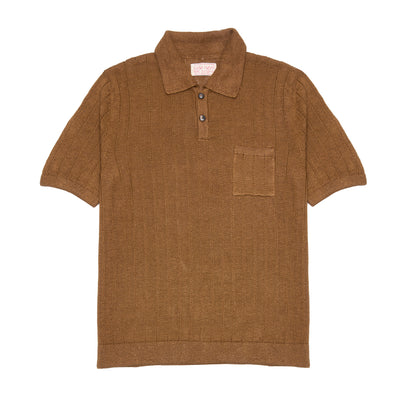 GRP Casa Isaac Linen Polo Shirt in Tobacco