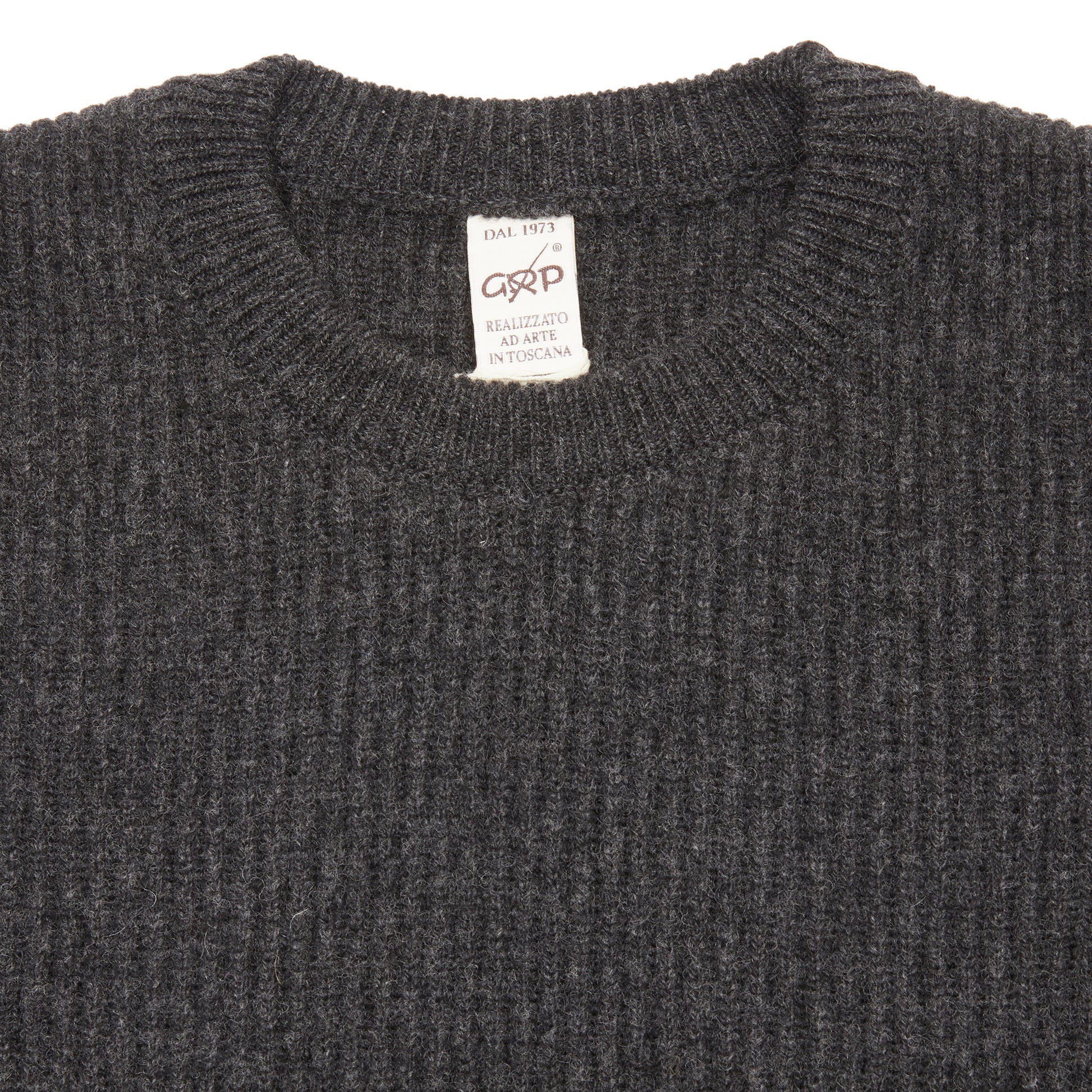 GRP Cashmere/Merino Crewneck Ribbed Jumper in Charcoal