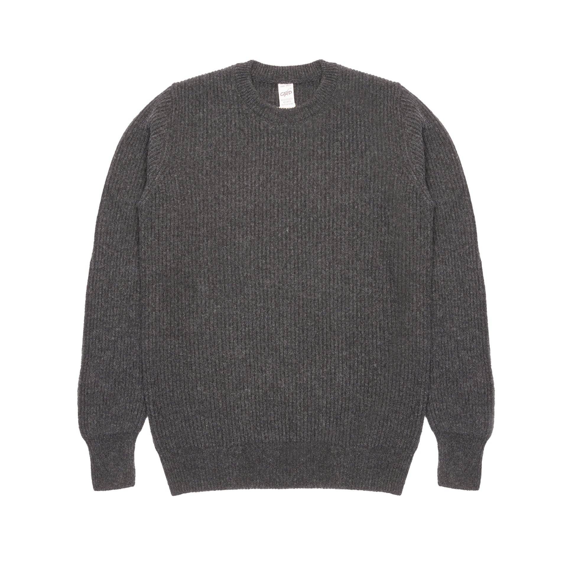 GRP Cashmere/Merino Crewneck Ribbed Jumper in Charcoal