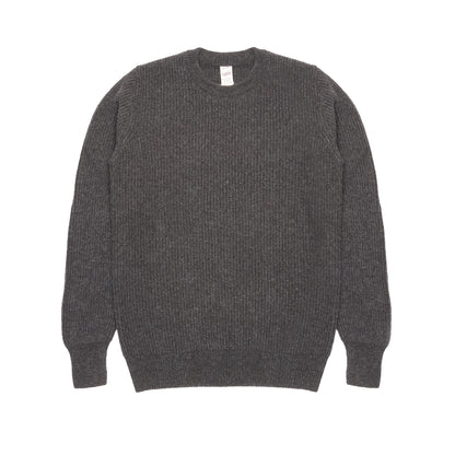 GRP Cashmere/Merino Crewneck Ribbed Jumper in Charcoal