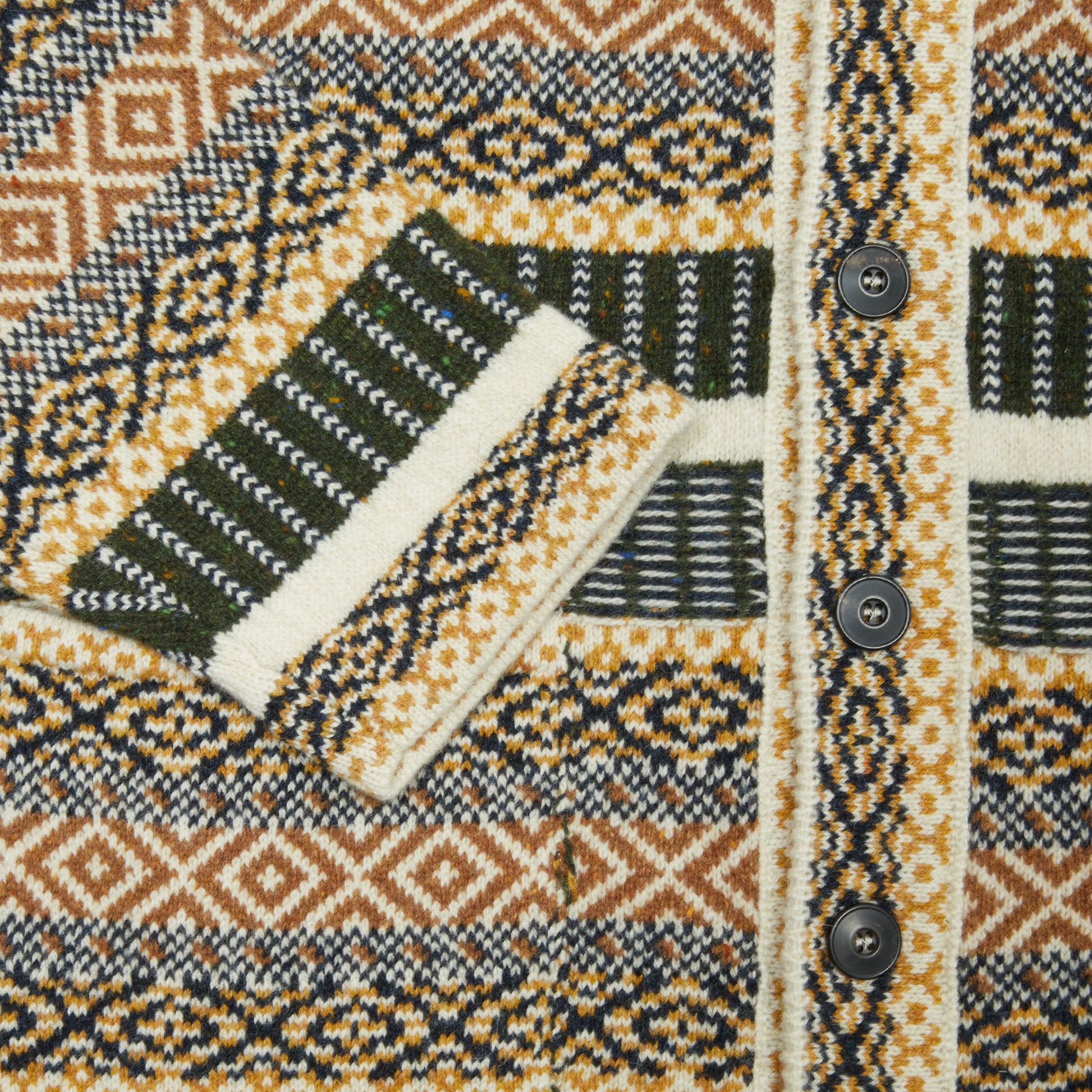 GRP Casa Isaac Folk Cardigan in Ochre Green