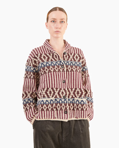 GRP Women's Casa Isaac Shawl Collar Cardigan in Wine-Indigo