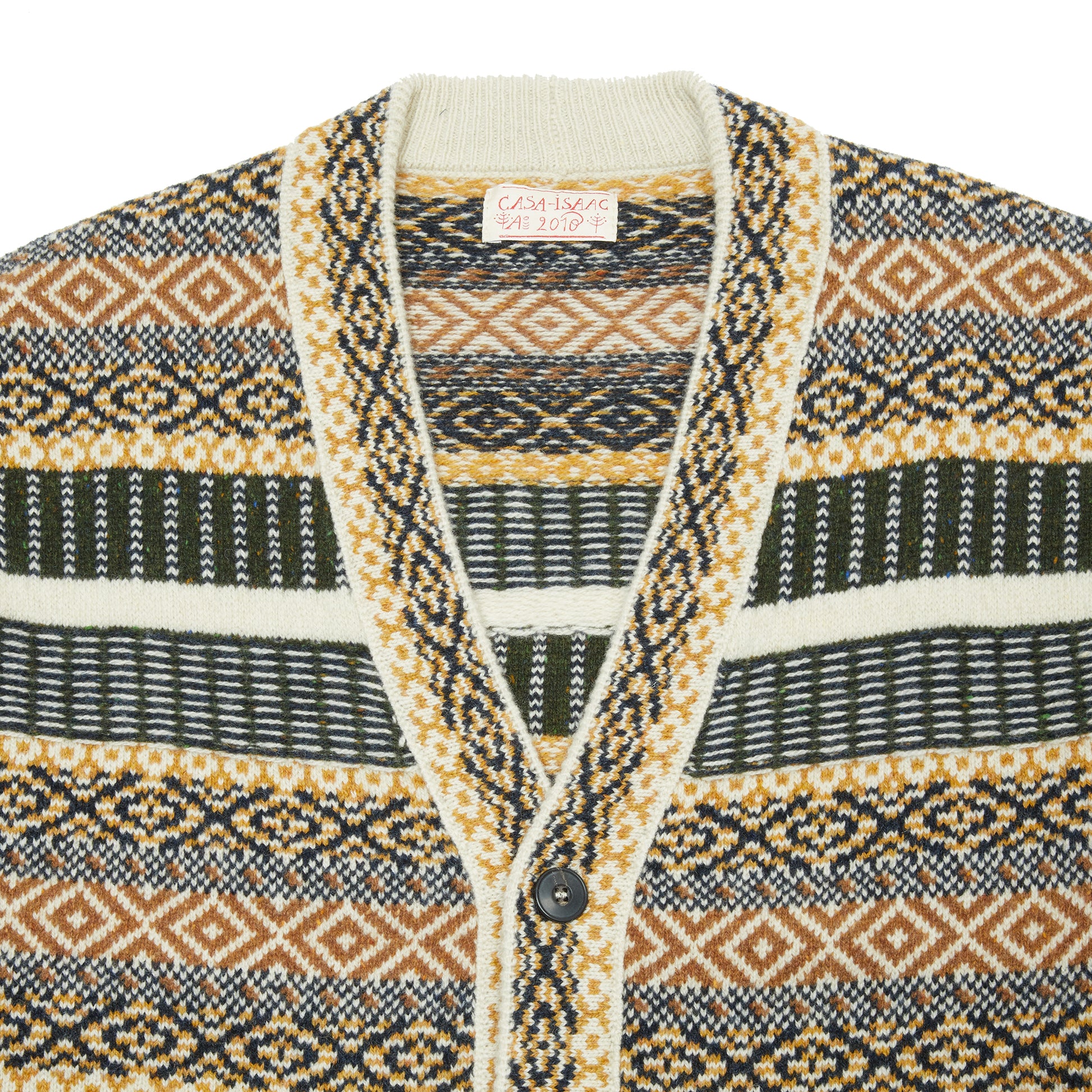 GRP Casa Isaac Folk Cardigan in Ochre Green