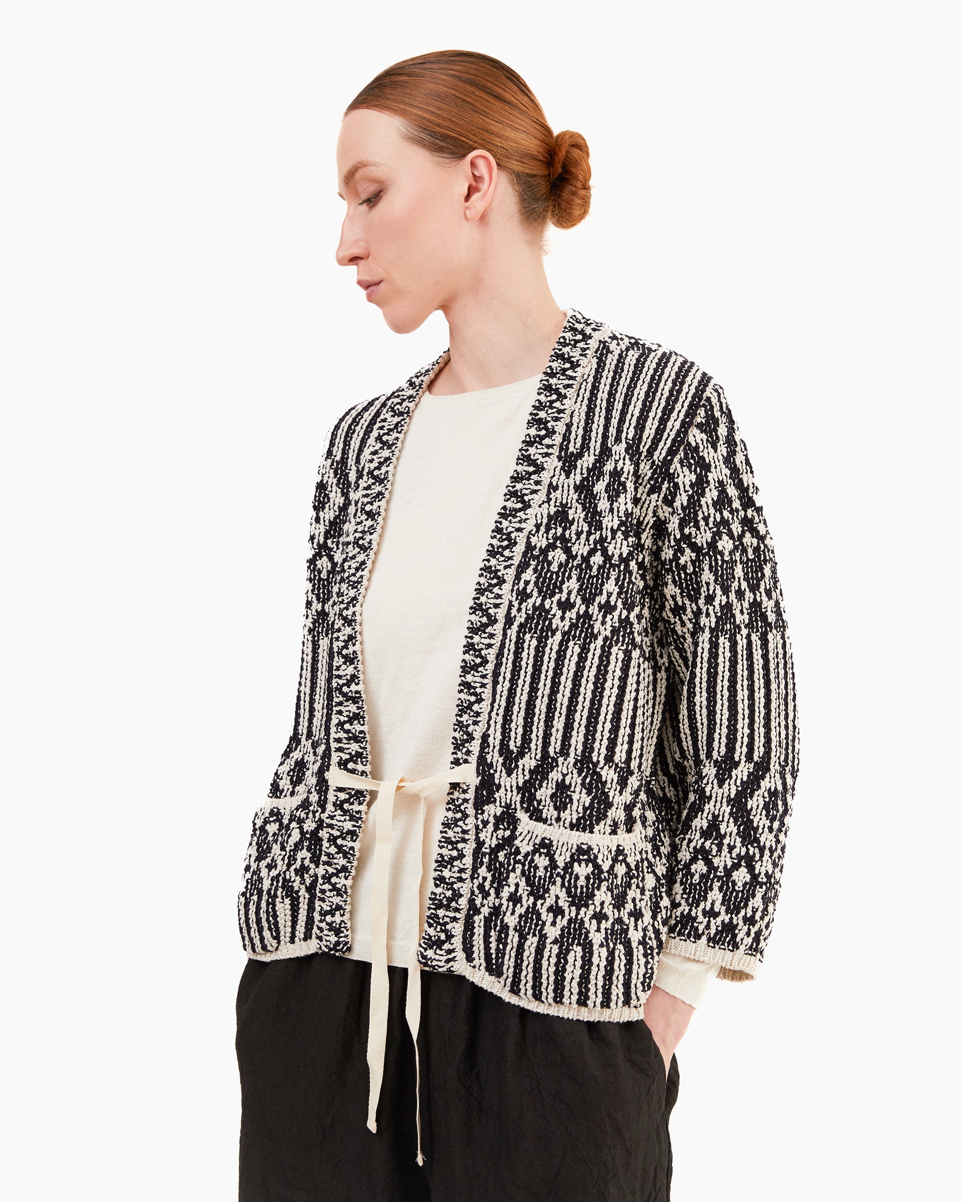 GRP Women's Casa Isaac Folk Cardigan in Navy/Ecru