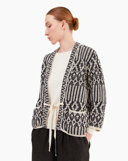 GRP Women's Casa Isaac Folk Cardigan in Navy/Ecru
