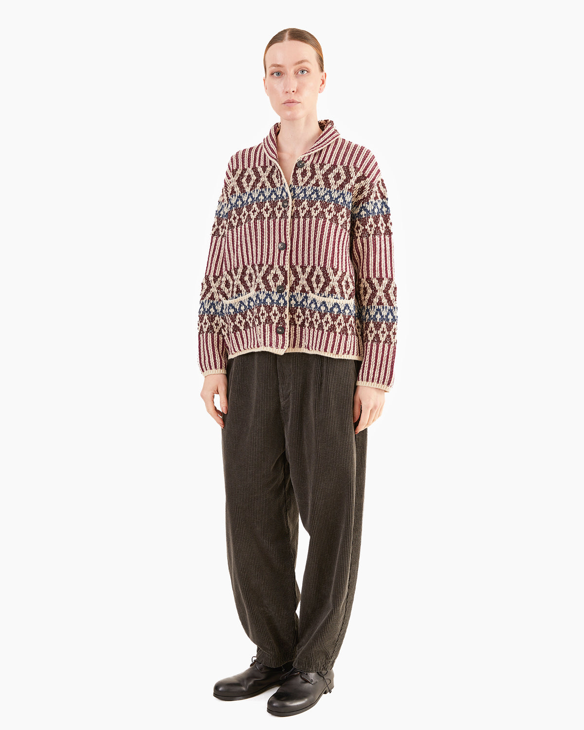 GRP Women's Casa Isaac Shawl Collar Cardigan in Wine-Indigo
