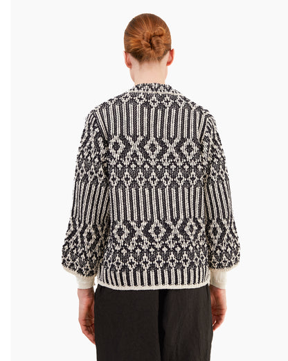 GRP Women's Casa Isaac Folk Cardigan in Navy/Ecru