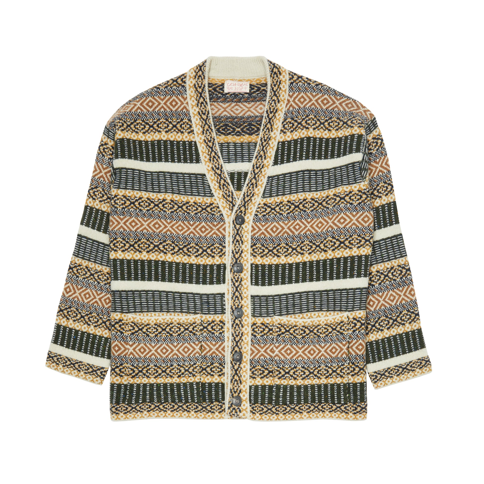 GRP Casa Isaac Folk Cardigan in Ochre Green