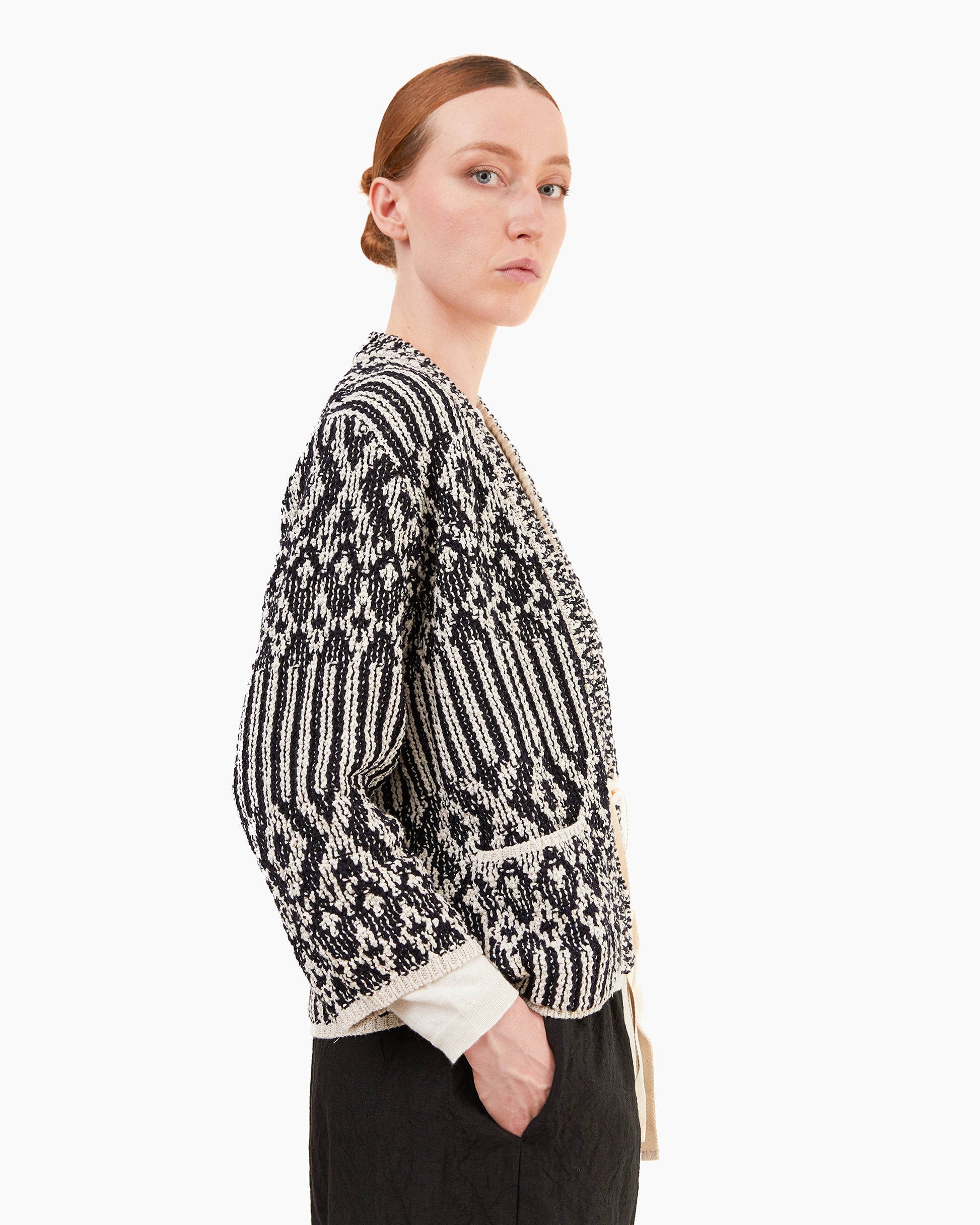 GRP Women's Casa Isaac Folk Cardigan in Navy/Ecru