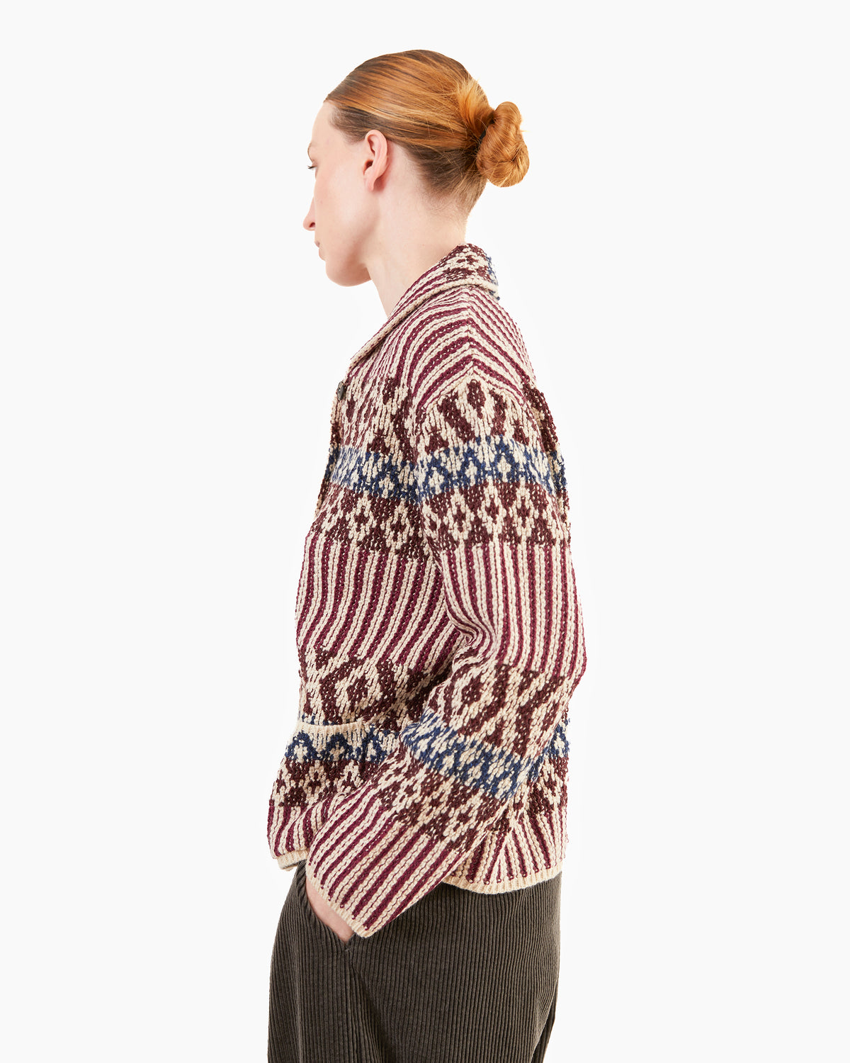GRP Women's Casa Isaac Shawl Collar Cardigan in Wine-Indigo