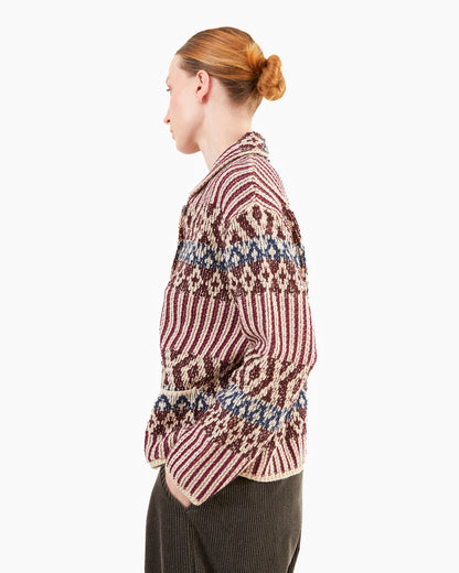 GRP Women's Casa Isaac Shawl Collar Cardigan in Wine-Indigo