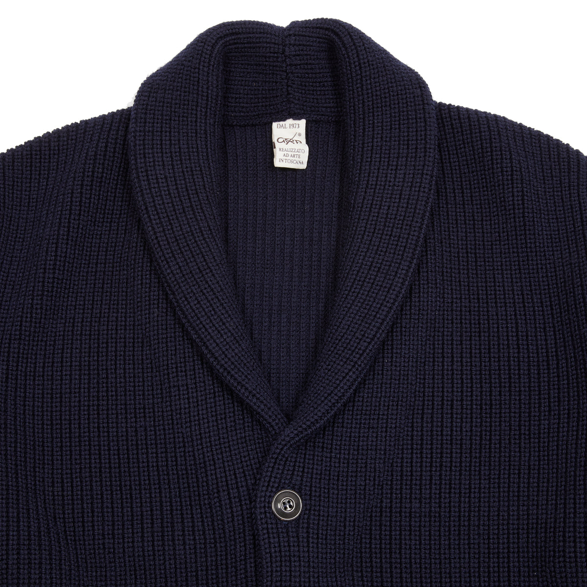 GRP Merino Wool Shawl Collar Cardigan in Blue 2