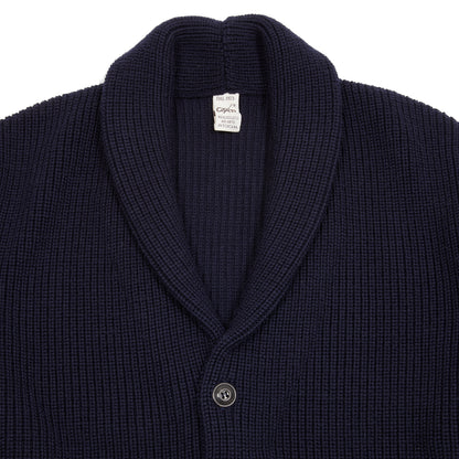 GRP Merino Wool Shawl Collar Cardigan in Blue 2