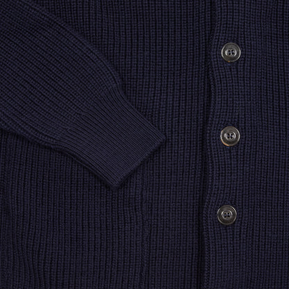 GRP Merino Wool Shawl Collar Cardigan in Blue 3