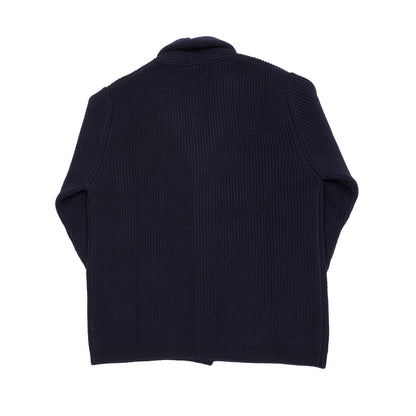 GRP Merino Wool Shawl Collar Cardigan in Blue 4