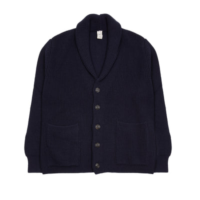 GRP Merino Wool Shawl Collar Cardigan in Blue