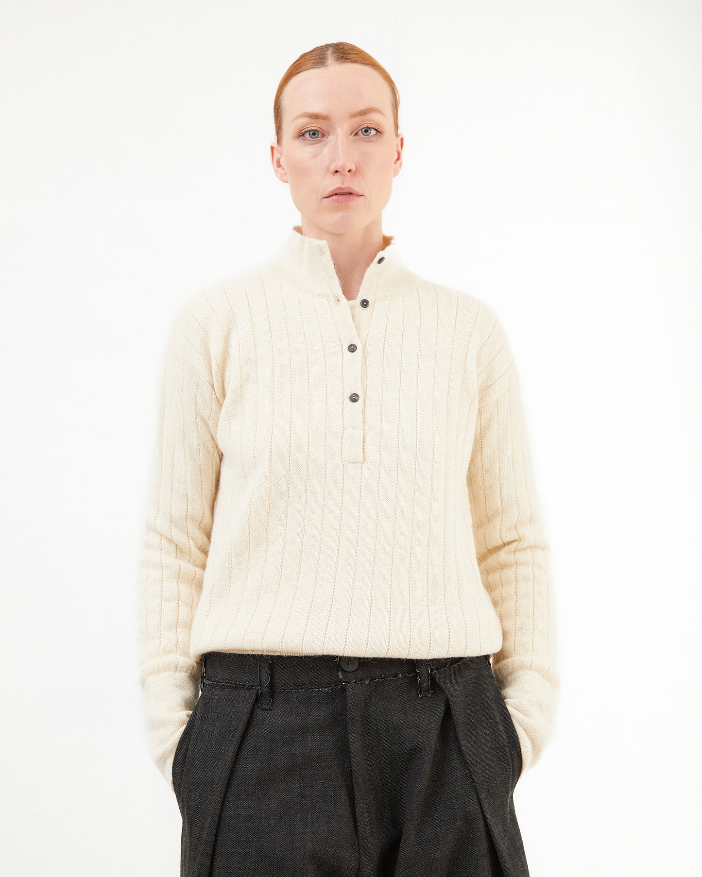 GRP Women's Casa Isaac Wool Polo in Ecru