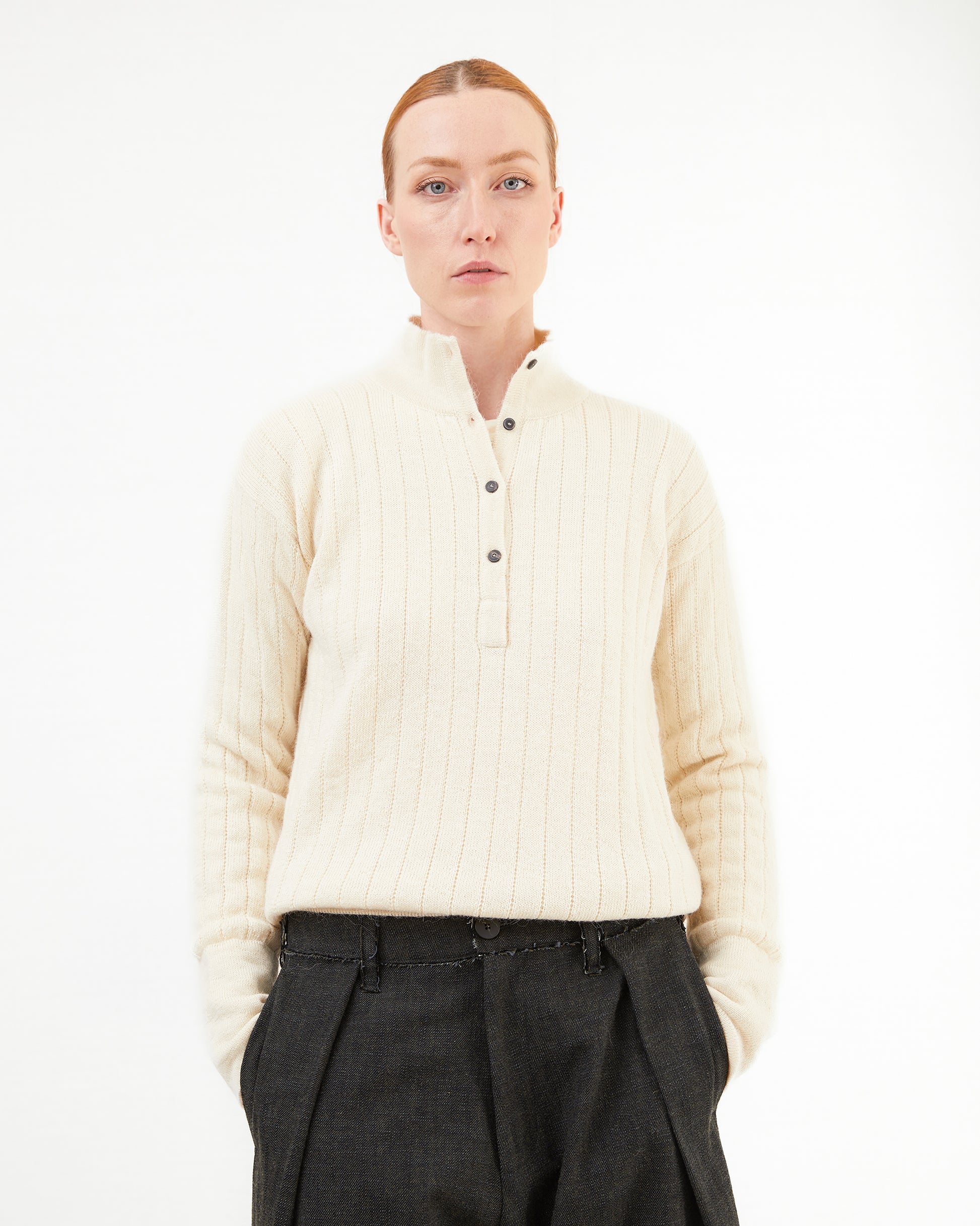 GRP Women's Casa Isaac Wool Polo in Ecru