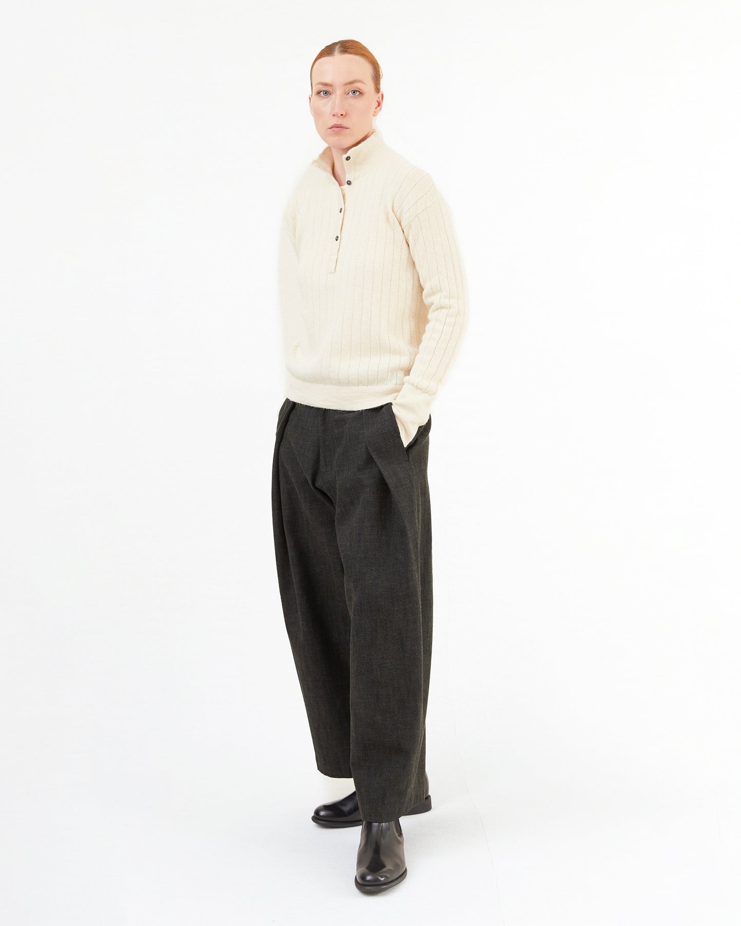 GRP Women's Casa Isaac Wool Polo in Ecru