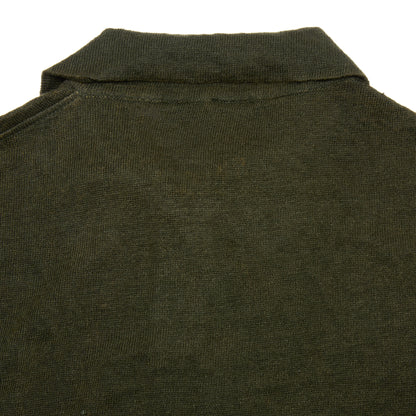 GRP Linen Long Sleeve Polo-Shirt in Dark Green