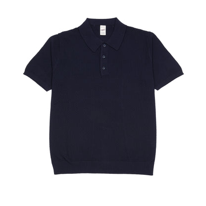 <p>Short sleeve Polo Shirt in light crisp cotton with a textured pattern and contrasting ribbed hems and collar.</p> <p>Made in Italy.</p>