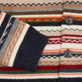Casa Isaac Folk multicolour stripe shawl collar cardigan.  100% merino wool.  Made in Italy.