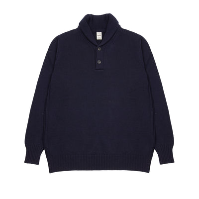 GRP Merino Shawl Collar Jumper in Blue