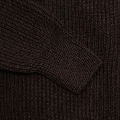 GRP Cashmere/Merino Rib Zip Jacket in Brown