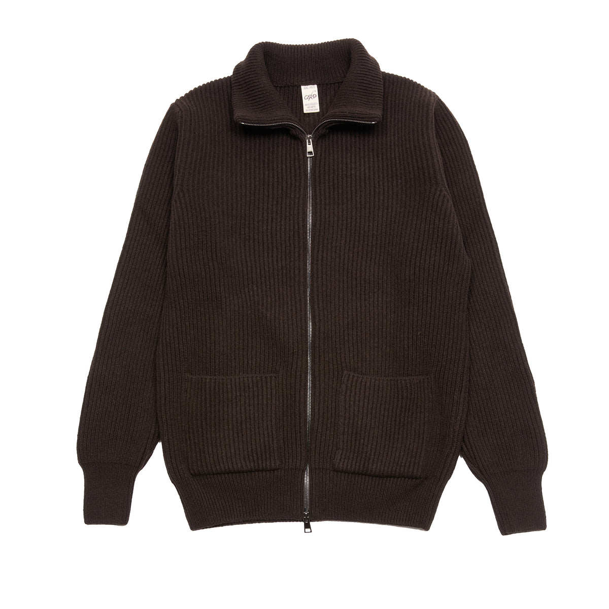 GRP Cashmere/Merino Rib Zip Jacket in Brown