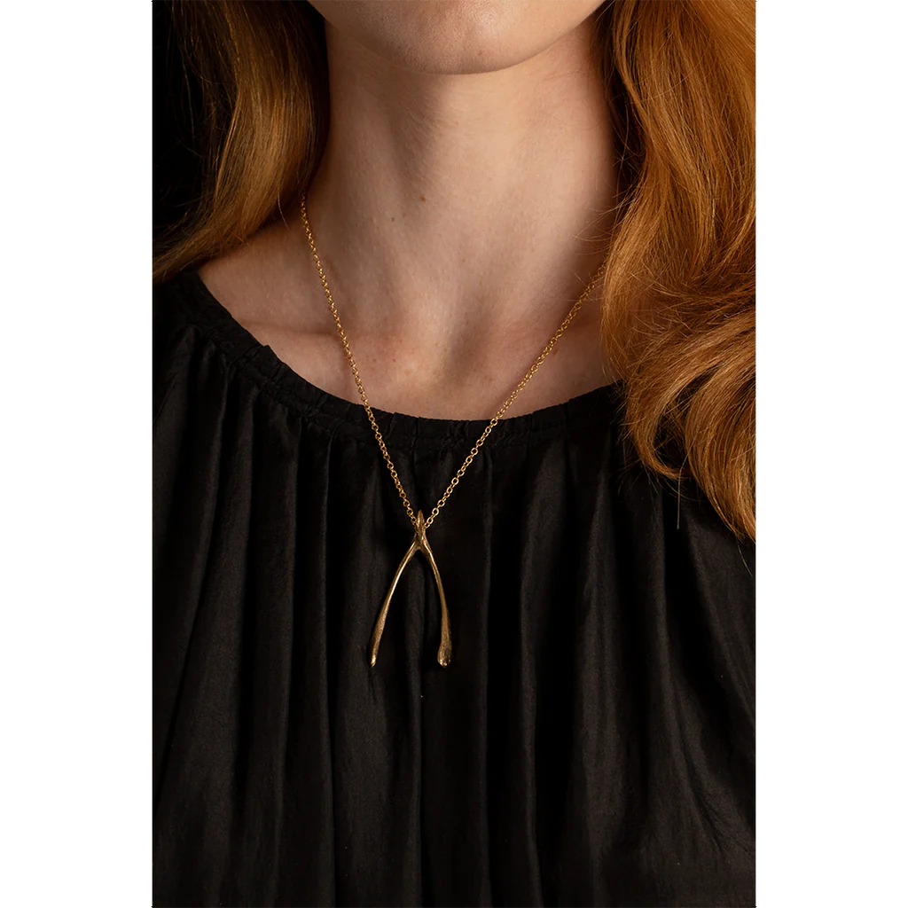 Fiona Dean Gold Chicken Wishbone Necklace