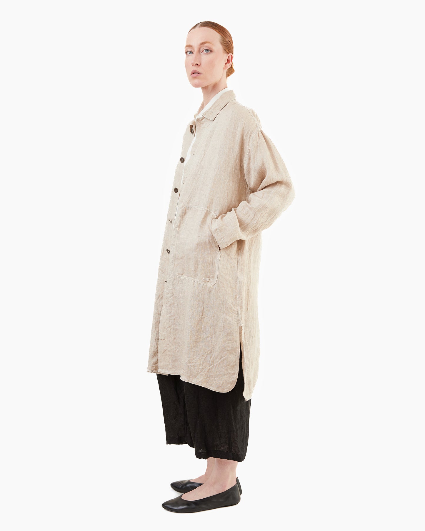 Guptiha Women's Hemp Denim Coat in Flax
