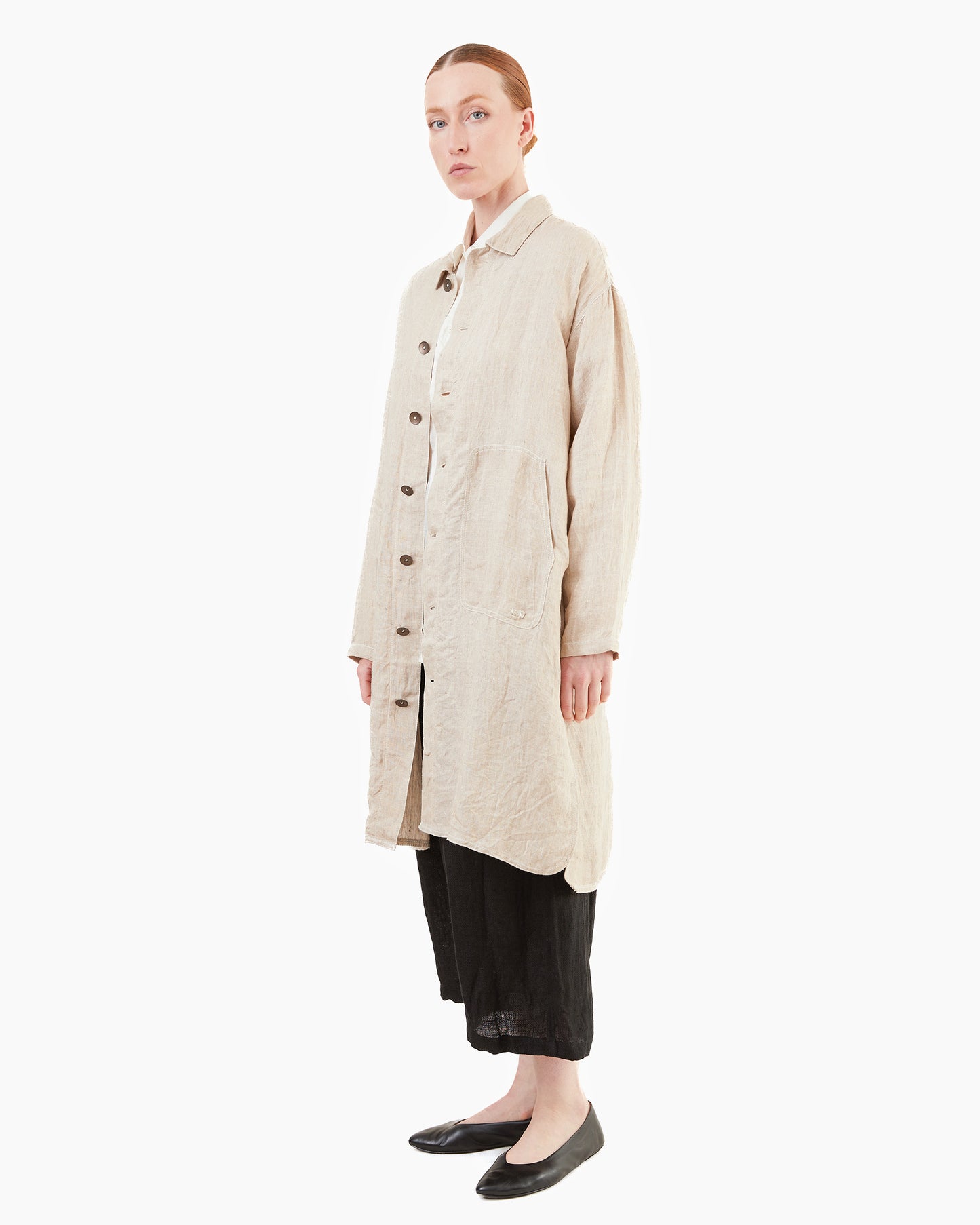 Guptiha Women's Hemp Denim Coat in Flax