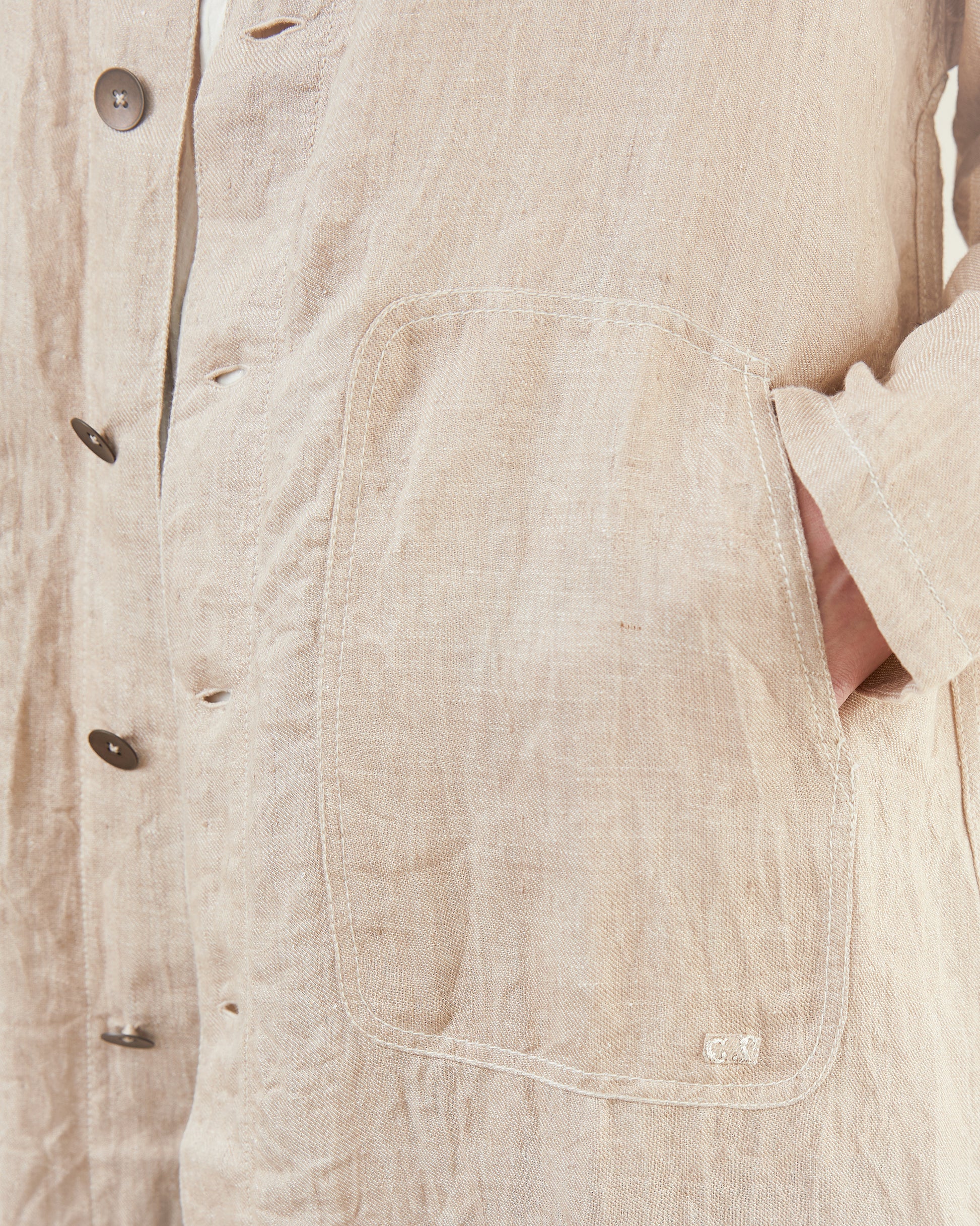 Guptiha Women's Hemp Denim Coat in Flax