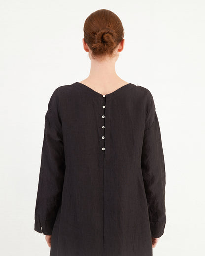 Guptiha Women's Linen Dress in Navy