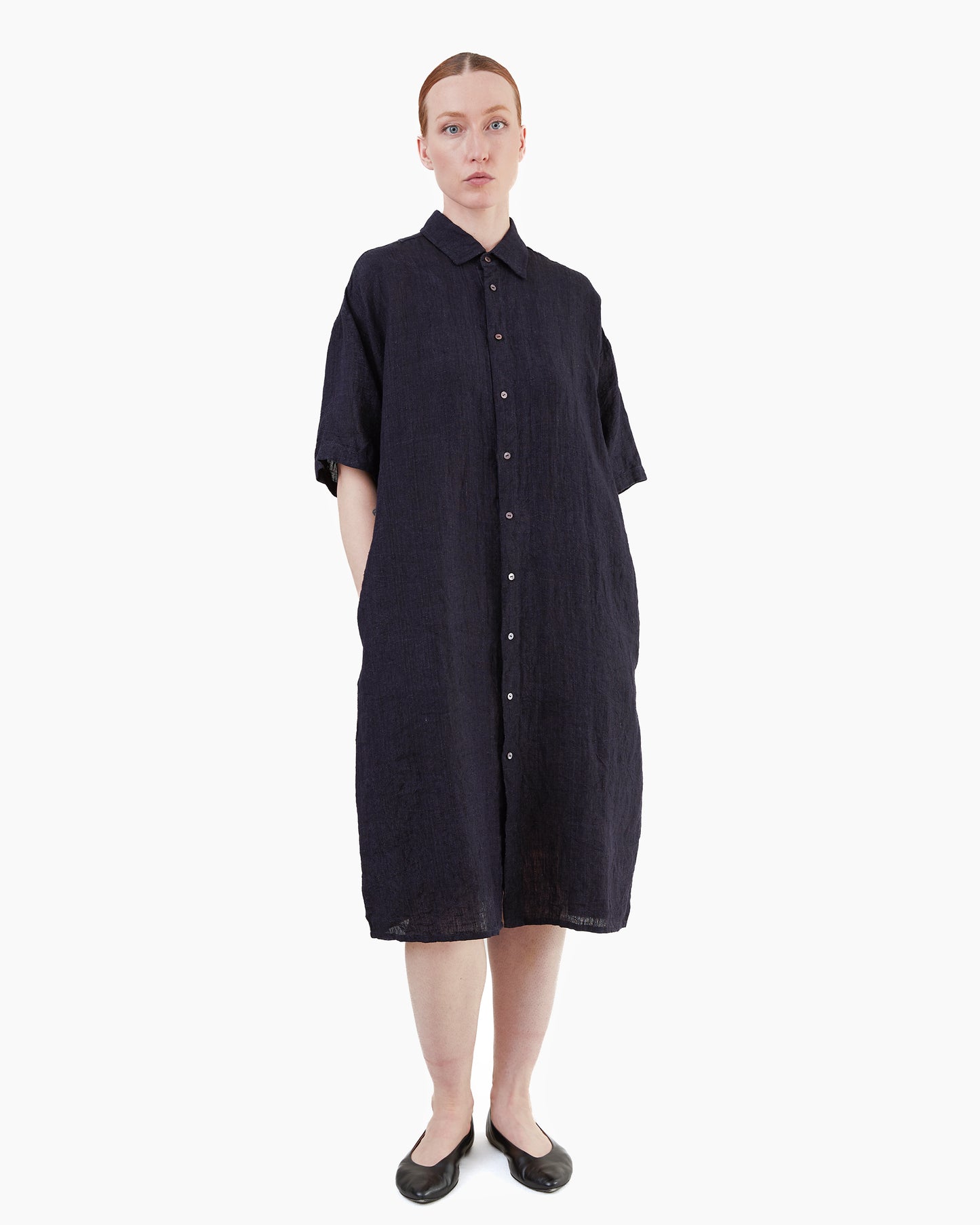 Guptiha Teori Linen 40 Dress in Navy